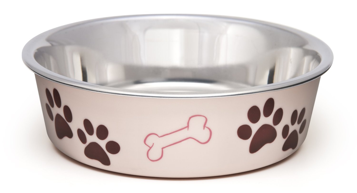 Loving Pets Stainless Steel Bella Dog Bowl Non-Slip Dishwasher Safe & Bacteria Resistant Metallic Pet Dish - Paparazzi Pink - Medium (796 ml)