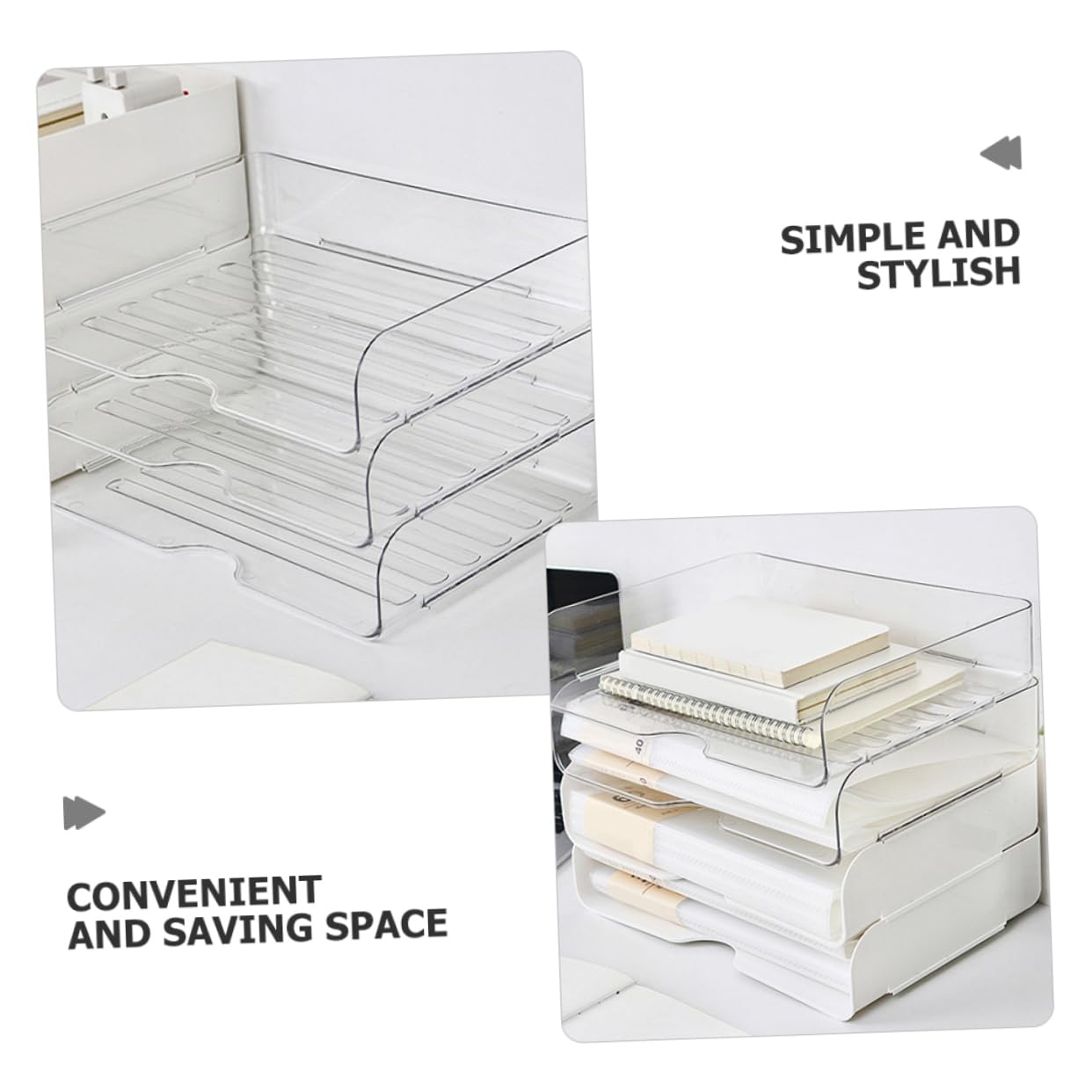 Stapelbarer Schreibtisch Aktenorganizer 4 Stück Pet für Büroablagen | Papierorganizer, Platzsparende Aufbewahrung für Dokumente, Elegantes Design für Büro und Zuhause