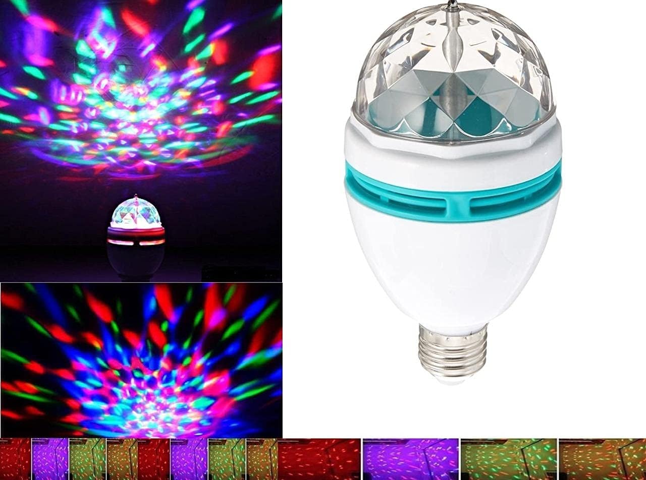Lightahead 2 Pcs Rotating LED Strobe Bulb Multi Color Automatic Changing Stage RGB Light, E27 Base