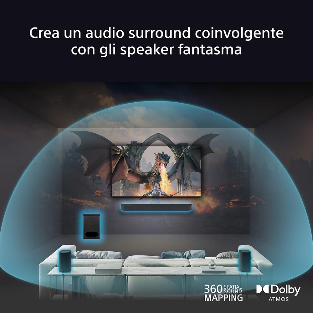 Sony BRAVIA Theatre Rear 8 altoparlanti posteriori wireless - Audio surround | 360 Spatial Sound Mapping potenziato | IMAXⓇ Enhanced compatibile | Design compatibile con soundbar e subwoofer