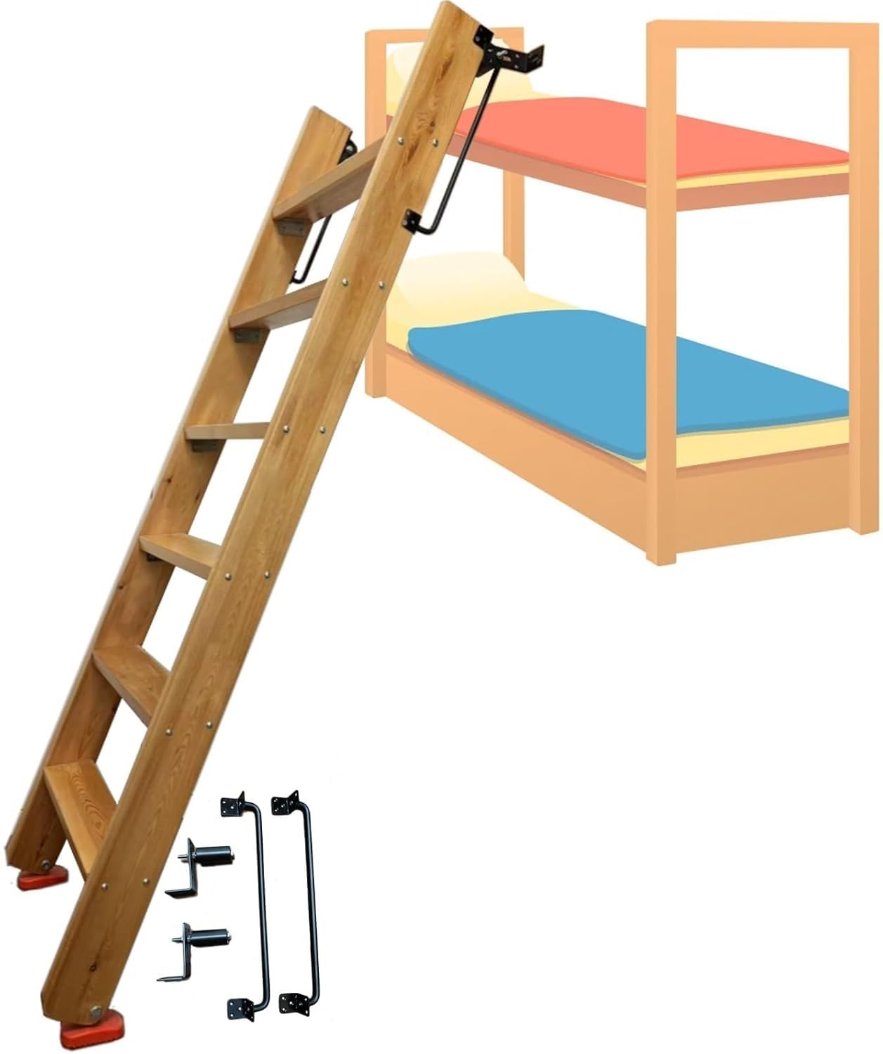 Échelle en bois pour lit superposé de 150cm avec marches de 9.5cm