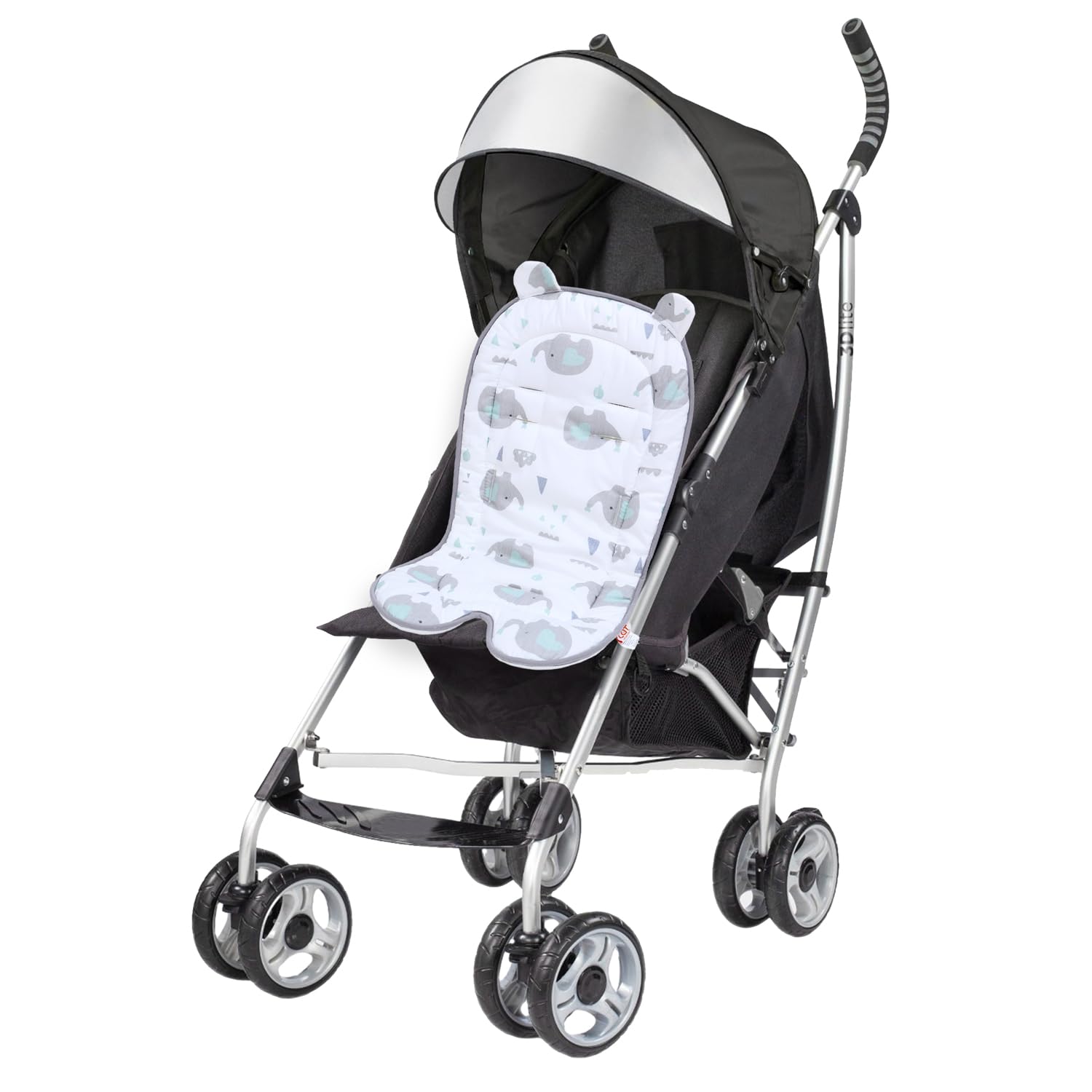 Baby Sitzeinlage, 34x62 cm Baby Sitzauflage für kleine Kinderwagen Weiche Atmungsaktiv Autositz Kinderwagenauflage für Babyschale (Elefant)