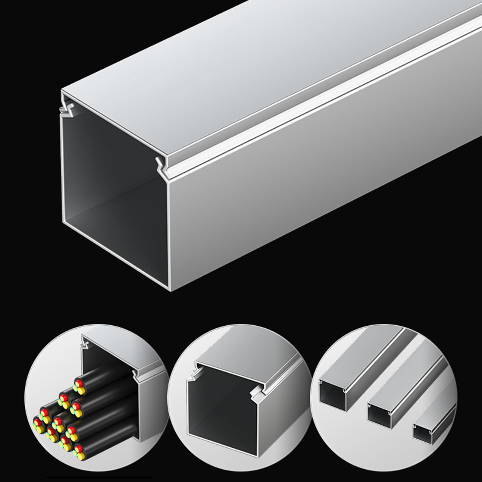 Canaline per Cavi in Silicone, Kit canalina portacavi da 1 m for Angolo Pavimento con Adesivo, Confezione da 2, Argento, Diverse Misure(40 * 40mm)