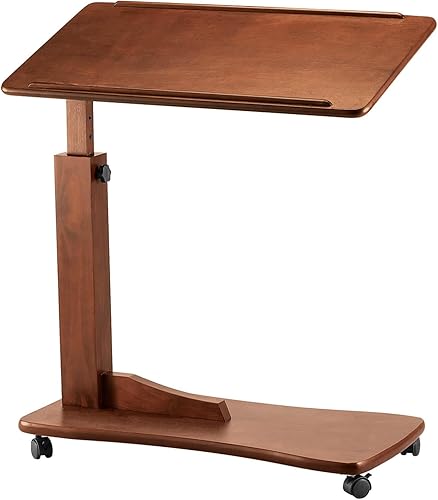 Miniatura 8 de OakRidge Mesa de acento lateral, diseño ajustable en forma de C con borde elevado, mesa pequeña para sala de estar, dormitorio u oficina, roble