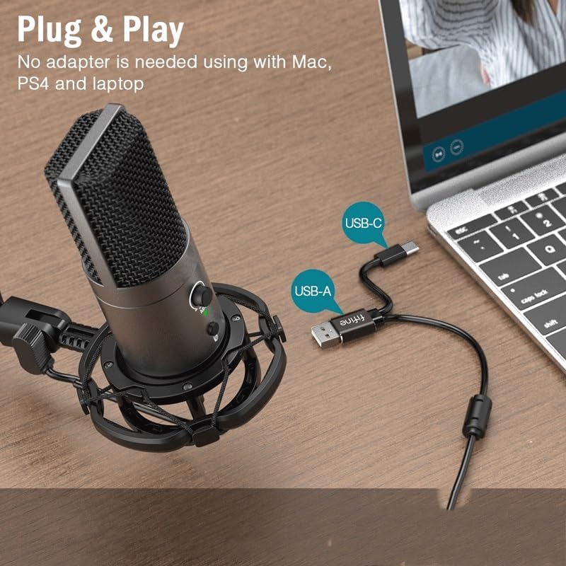 Gaming Streaming Microphone Kit for Computer Arm Stand Mute Button&Gain Studio Mic for Podcast Recording image 3
