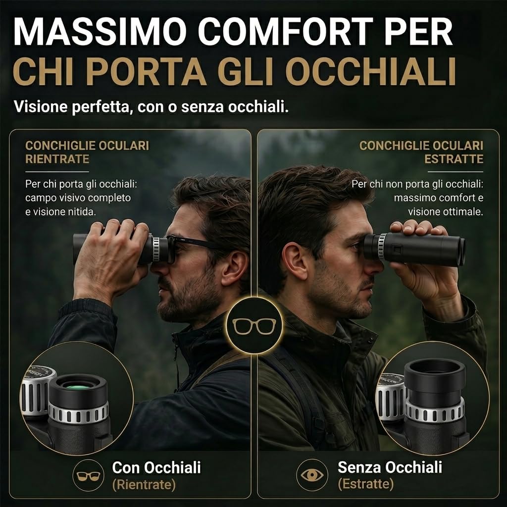 Binocolo Professionale Compatto 10x26, Prisma BAK4 e Lenti FMC Multistrato, Leggero e Impermeabile, per Birdwatching, Escursionismo, Viaggi e Concerti, Adatto ad Adulti e Ragazzi | Leggero e Impermeabile, per Birdwatching, Escursionismo, Viaggi e Concerti