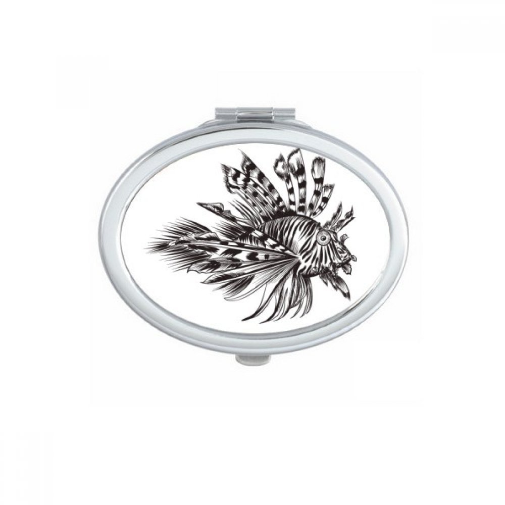 Miroir de poche compact illustration pétoncle noire ovale mignon