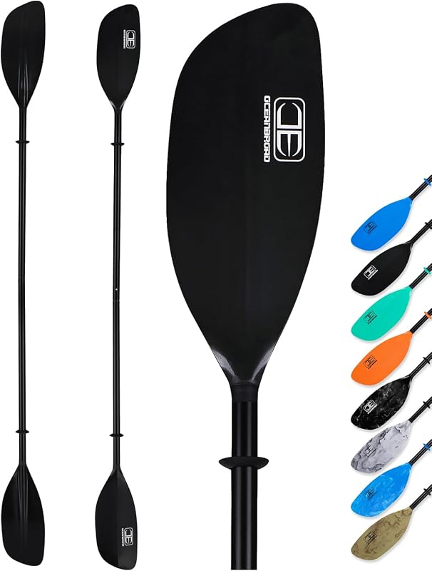 Remo de kayak de 86 pulgadas/218 cm, eje de aleación de 90,5 pulgadas/230 cm, remo de kayak flotante de 2 piezas para kayak, canotaje, canotaje