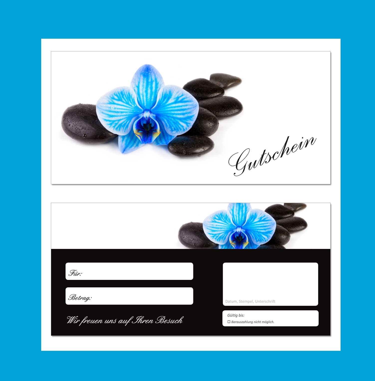 200 Stück Geschenkgutscheine (Orchidee-648) - Gutscheinkarten Gutscheine für Bereiche Wellness, Erholung, Entspannung oder Kosmetik und Reisen