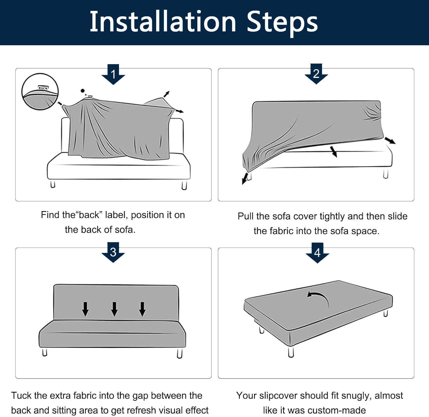 YOPOIY Sofa Bed Slipcover with Skirt Jacquard, Stretch Folding Futon Cover Nonslip Removable Washable Armless Sofa Cover (beige,150-190cm)