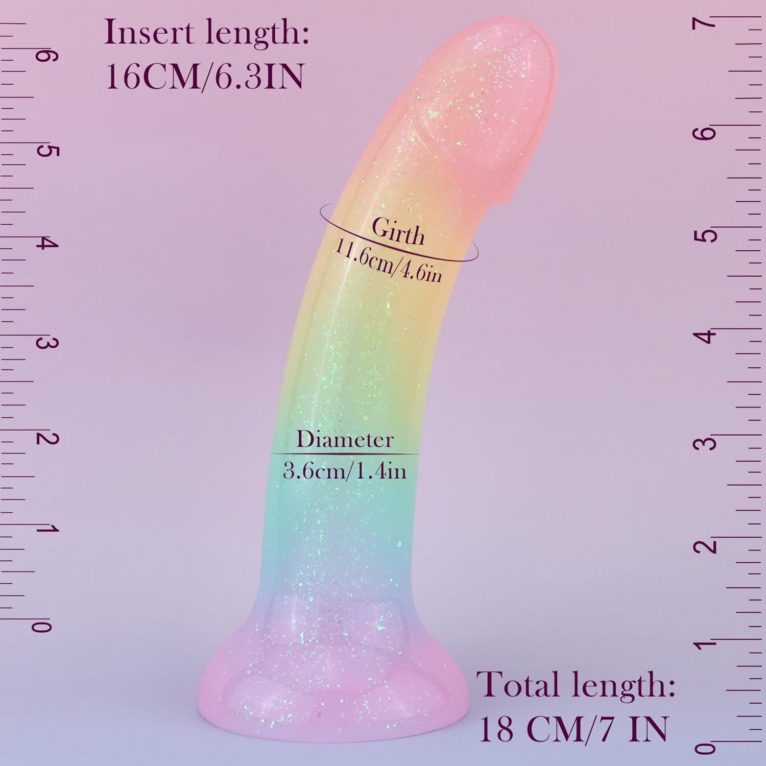 7 Inch Realistic Dildo for Beginners,Rainbow Silicone Sex Toy for Vaginal Anal Play,Adult Clitoris G-spot Prostate Stimulator with Strong Suction Cup for Women Men Hands-Free Masturbation