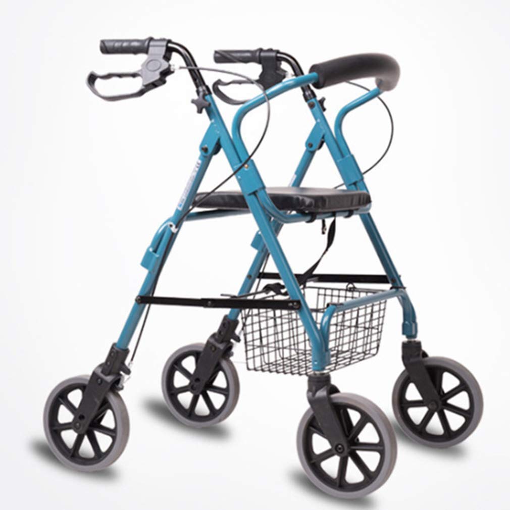 Walker, Rollator Walking Pomoce dla seniorów, Walker z wyprostowaną postawą, Lekki składany aluminiowy chodzik z wygodnym siedzeniem, Walker Twój najlepszy wybór Walker, niebieski little surprise