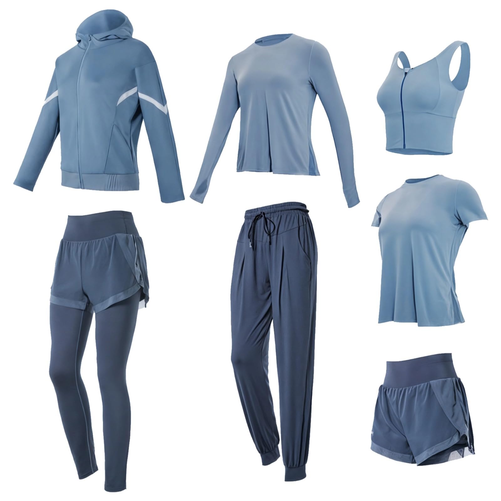 Womens 7-Piece Activewear Set Includes Full Zip Jacket Stretchy Anti-Pilling Xxl Ideal For Fitness And Sports