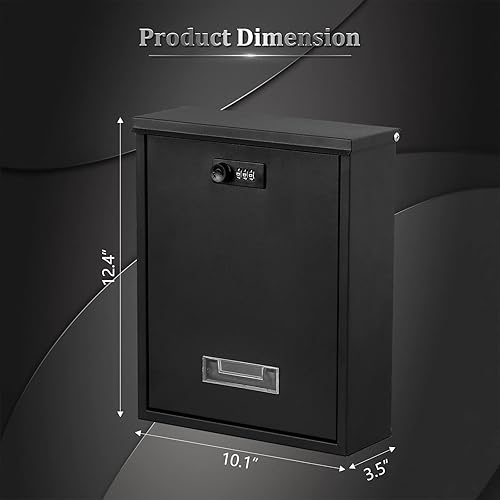 Miniatura 9 de Dalmbox Buzón de bloqueo para montaje en pared, buzón montado en la pared con cerradura de llave, caja grande con cubierta de acero galvanizado,