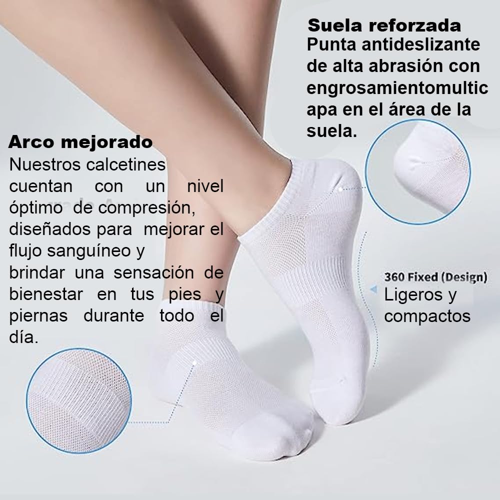 LIFE ESSENTIALS 15 Pares Calcetines Tobilleros Invisibles Transpirables Algodón Hombre Mujer