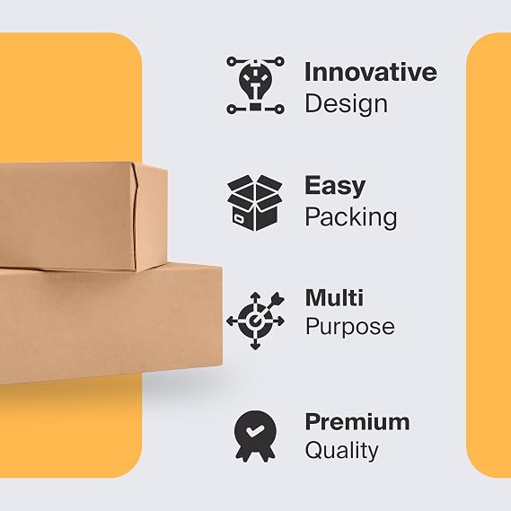 Packaging Hero 12 x 8 x 4 Corrugated Cardboard Mailing Boxes, shipping boxes, gift boxes, e-commerce boxes with free clear round stickers (Pack of 9)