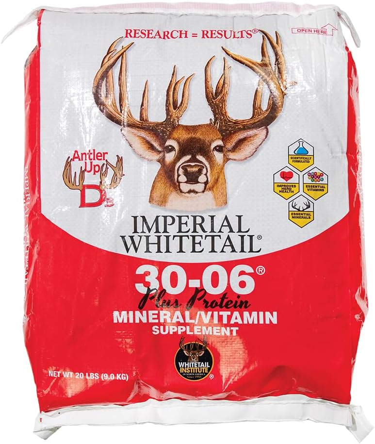 Whitetail Institute 30-06 Mineral and Vitamin Supplement for Deer Food Plots – Provides Antler-Building Nutrition and Scent and Flavor Attracts Deer, 20 lbs, Plus Protein