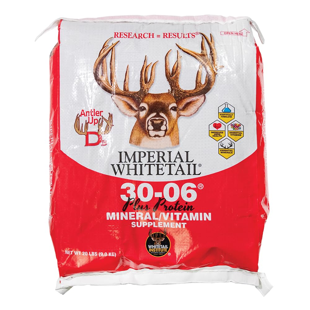 Whitetail Institute 30-06 Mineral and Vitamin Supplement for Deer Food Plots, Provides Antler-Building Nutrition and Attracts Deer 20 lbs