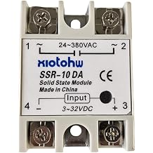 SSR-10DA Solid State Relay, 10A DC Control AC Input 3-32VDC Output 24-380VAC Single Phase Solid Switch for Industrial Temperature Control