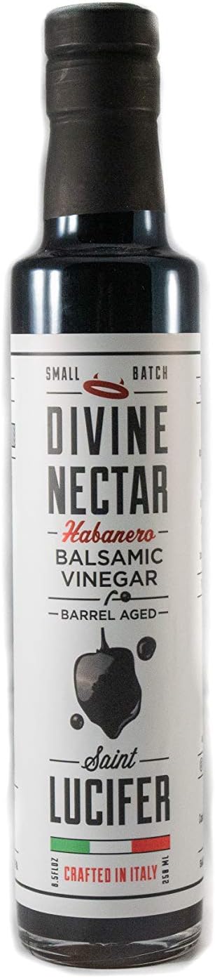 Saint Lucifer, Divine Nectar - Habanero Infused Balsamic Vinegar, 8.5oz - 250ML | Gluten Free, Sugar Free, Vegan, Vegetarian