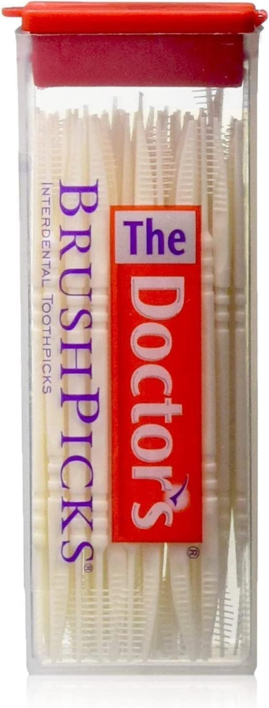 The Doctor's BrushPicks Interdental Toothpicks, Soft Rubber Dental Picks for Teeth Cleaning, Plaque Removal, Gum Care, Easy Grip Handle, 120 Count (Pack of 6)