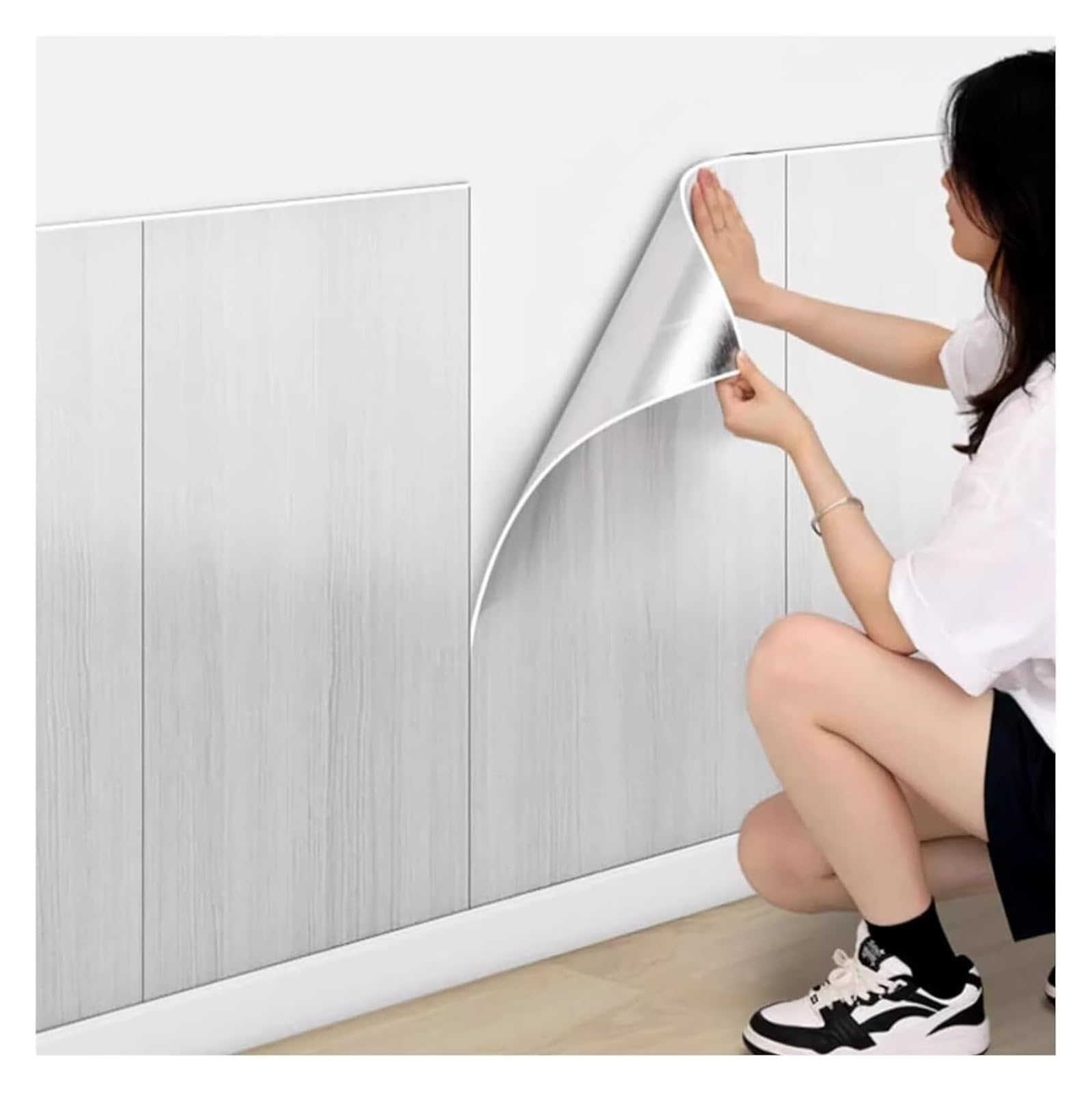 Cvhfhjtg Black Self Adhesive Wallpaper, Peel And Stick Wall Tiles,Wood Grain And Backsplash, Anti Collision Padding(,40X80cm(30Pcs))