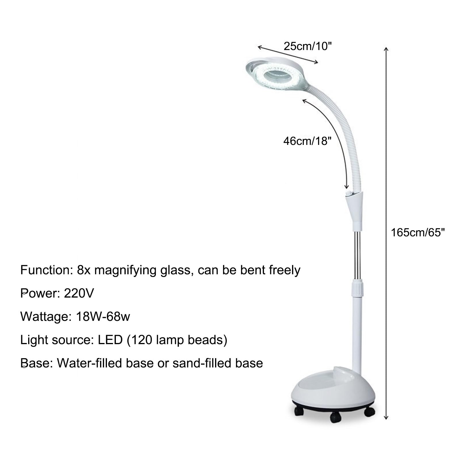 Lampe Médicale Mobile avec Loupe 8X, Lampe D'examen Chirurgical à LED, Lampe Médicale Mobile, pour Examens Médicaux Ambulatoires Gynécologiques