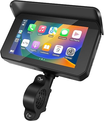 Miniatura 1 de Tenbaba Pantalla táctil Carplay impermeable de 5 pulgadas, Apple Carplay portátilnavegación GPS automática Android para motocicleta, compatible con