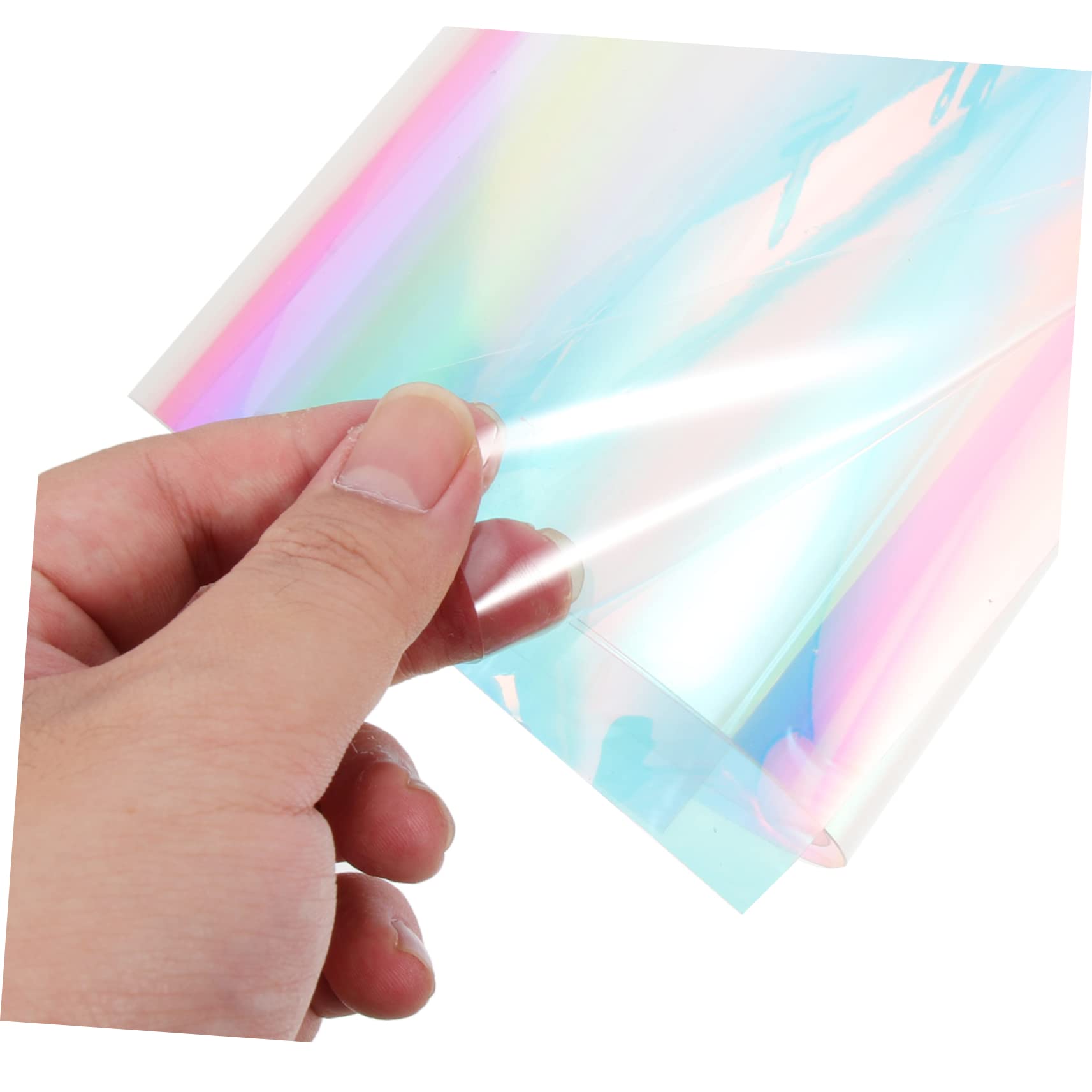 Housoutil 4 Blätter PVC Holographische Folie Transparent Glänzend DIY Dekostoff für Taschen Schlüsselanhänger Haaraccessoires Robust und Schnittfest