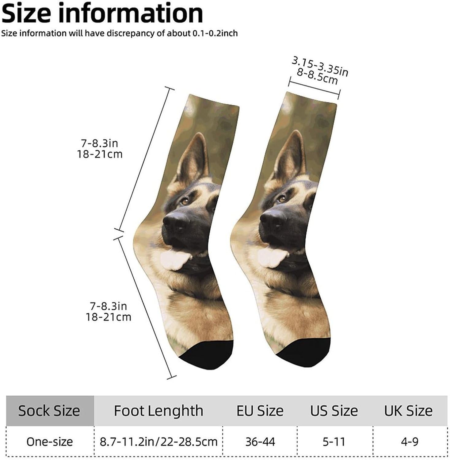 Breathable Sports Socks, Moisture Wicking, Lightweight Crew Socks | Animal German Shepherd Athletic Calf Socks for Women Men, Casual, Anti-Slip, Multifunctional Work Socks