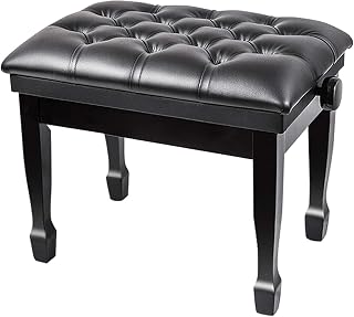 IBOWZ Leather Piano Bench Piano Bench Keyboard Bench Adjustable Adjustment Adults Pu Leather Cushion Height Adjustment: 48-58cm