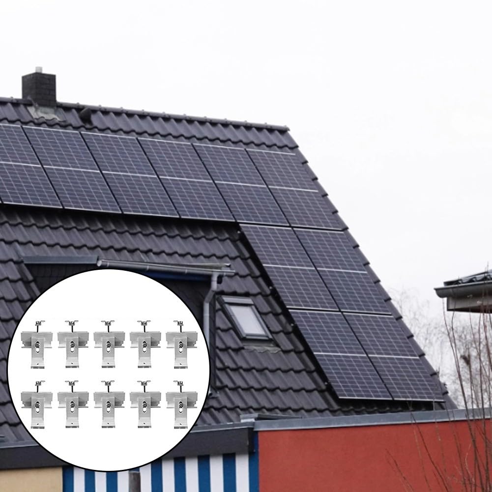 Zestaw wsporników montażowych do paneli słonecznych na dachu, system fotowoltaiczny ze stopu aluminium, z szynami, wspornikami L, śrubami i blokami ciśnieniowymi do metalu, do płytek