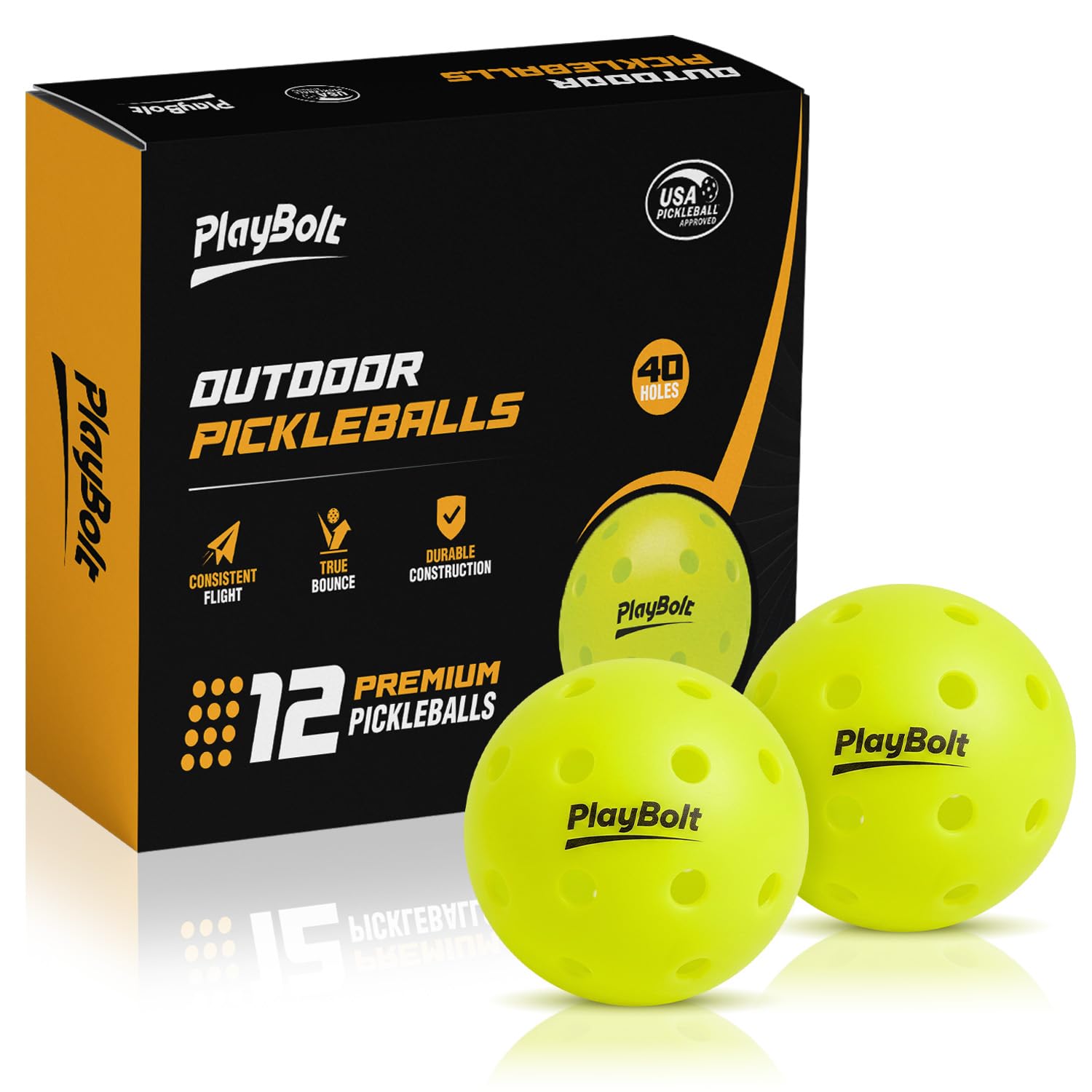 PlayBolt Outdoor Pickleball Bälle, Premium Pickle Ball Set, USAPA genehmigt