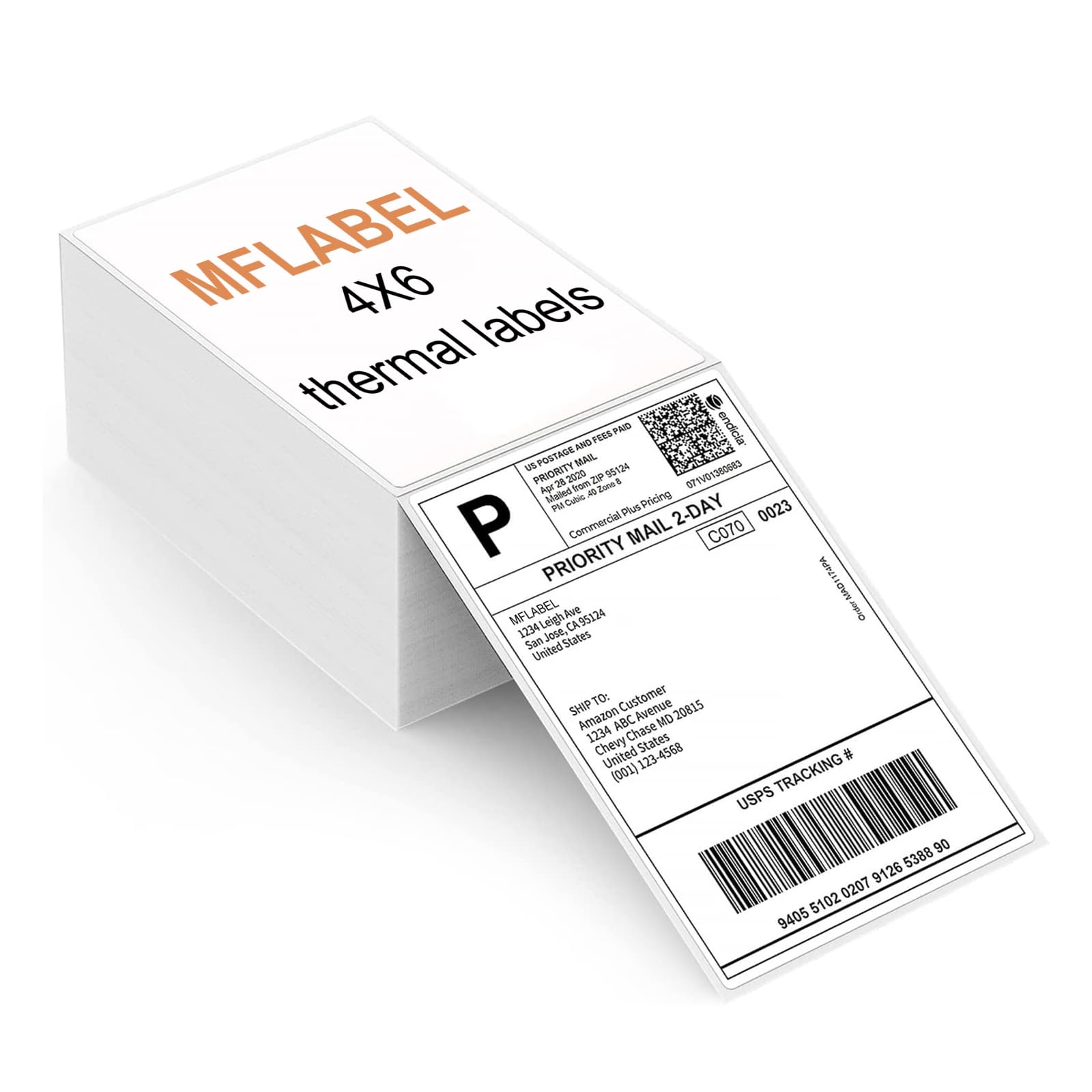 MFLABEL Thermal Direct Shipping Label 4x6 Thermal Labels 200 Labels per Stack,1 Stack - Commercial Grade