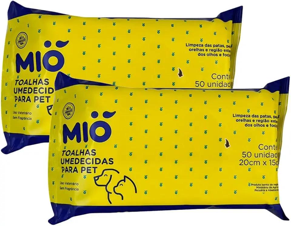 Kit 2 Toalha Umedecida Mió Pet 50 Unidades