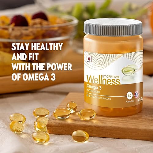 Oriflame Wellness Omega 3 60 geles blandos 1000 mg de omega-3 cada uno Aceite de pescado Omega-3 de alta potencia con EPA y DHA Promueve la salud