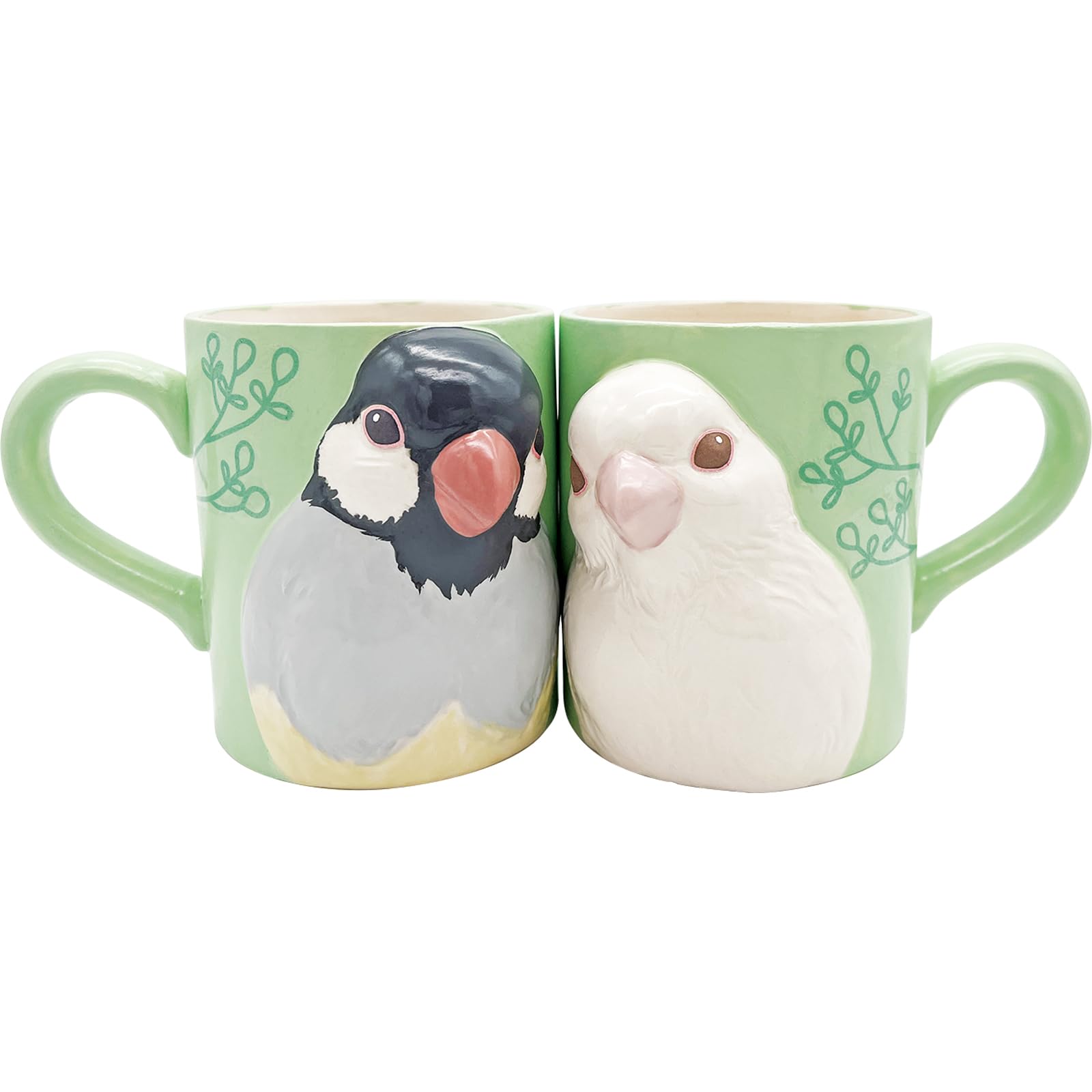 鳥デザインのマグカップと皿セット Amazon.co.jp: かわいい食器 「 仲良し 文鳥 」 立体 マグカップ