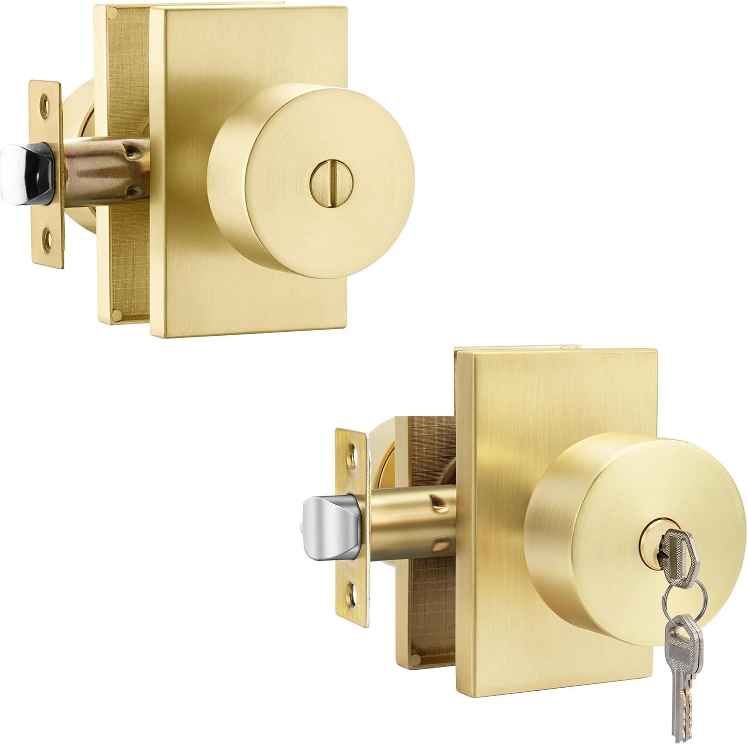 goldenwarm Gold Door Knobs Interior, Zinc-Alloy Heavy Duty Entry Door Knobs