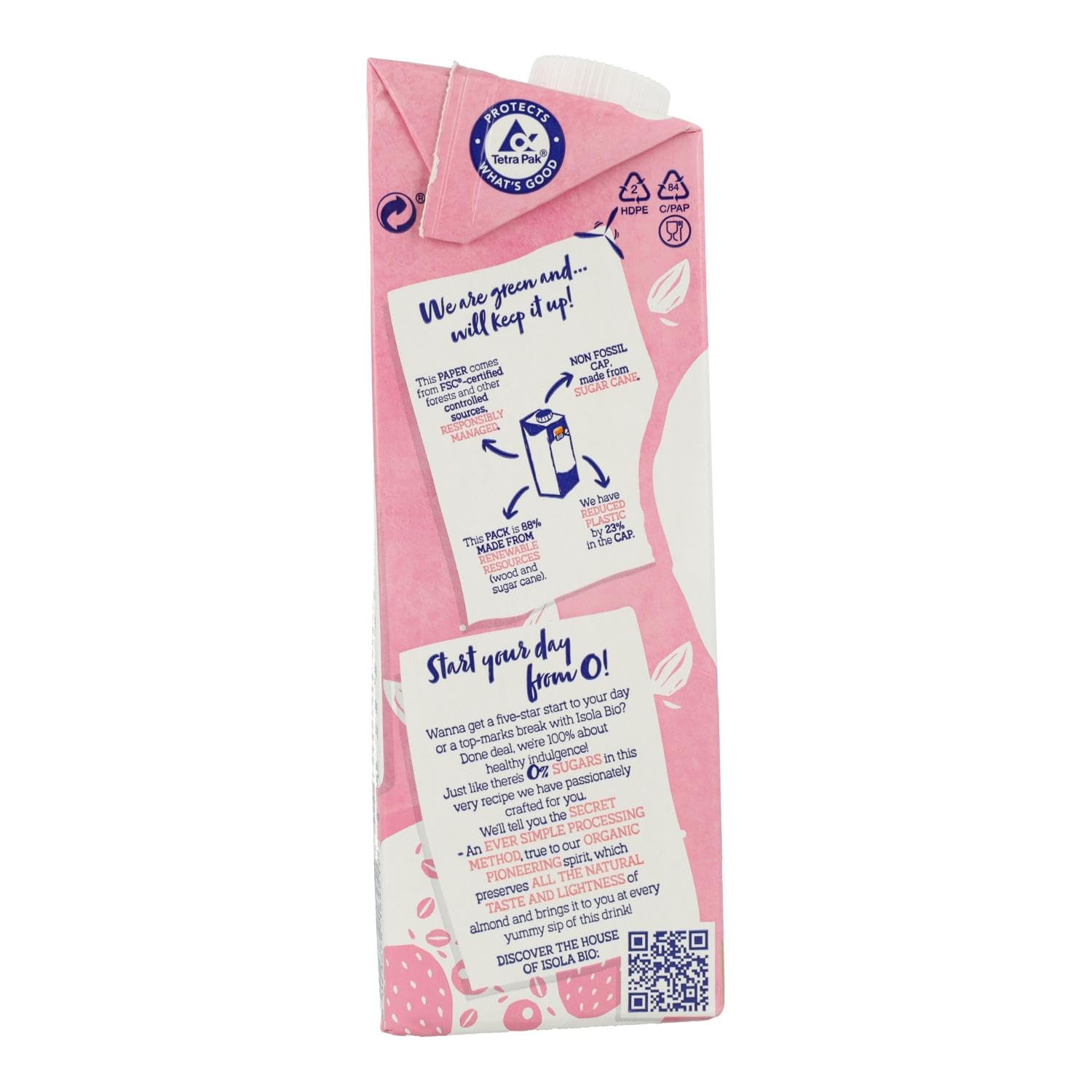 ISOLA BIO - Bebida Vegetal de Almendras de 1 L, sin Azúcares Añadidos y Sin Lactosa, Apto para Veganos, Optima para Tomar Sola, con Café o en Batidos