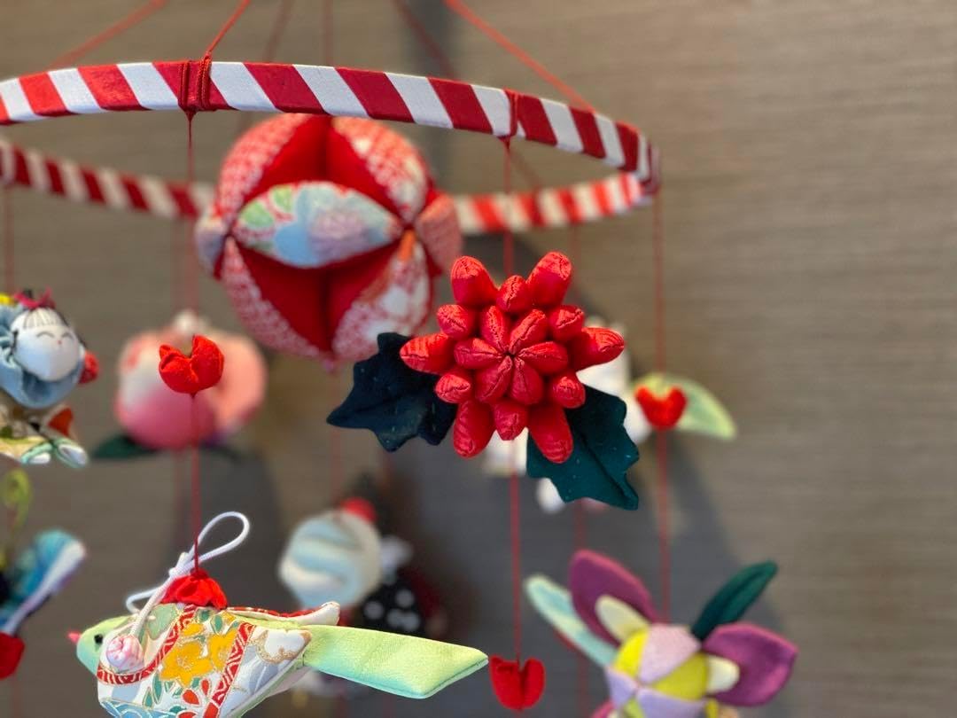 ハンドメイド 全長75cm 吊るし飾り ちりめん 着物地 和布 さげもん