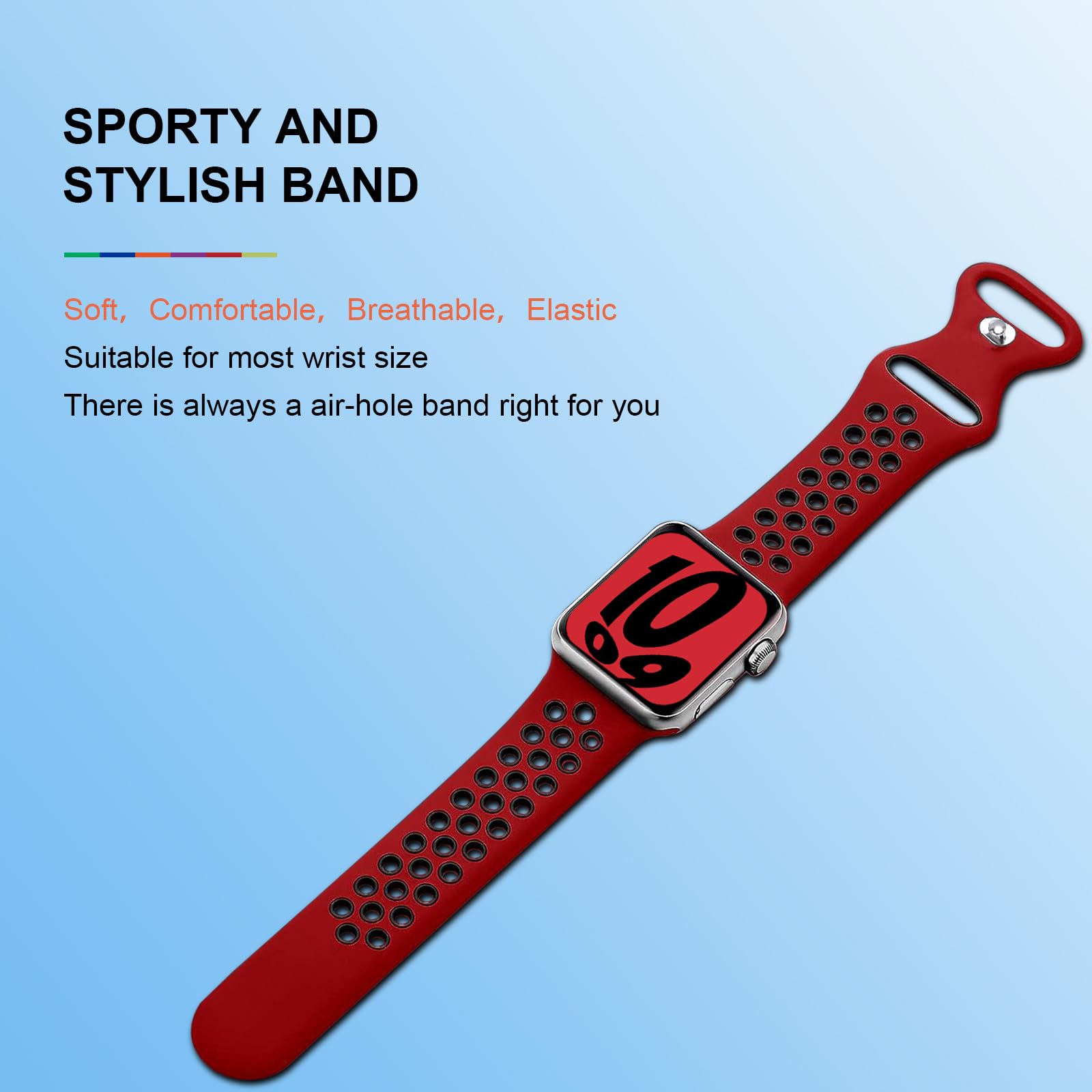 Gulemfy Compatibile per Apple Watch Cinturino - Cinturino 44mm 42mm 45mm 49mm 38mm 40mm 41mm, Sportiva Cinturini Silicone Morbido e Traspirante per iWatch Series SE 8 7 6 5 4 3 Ultra