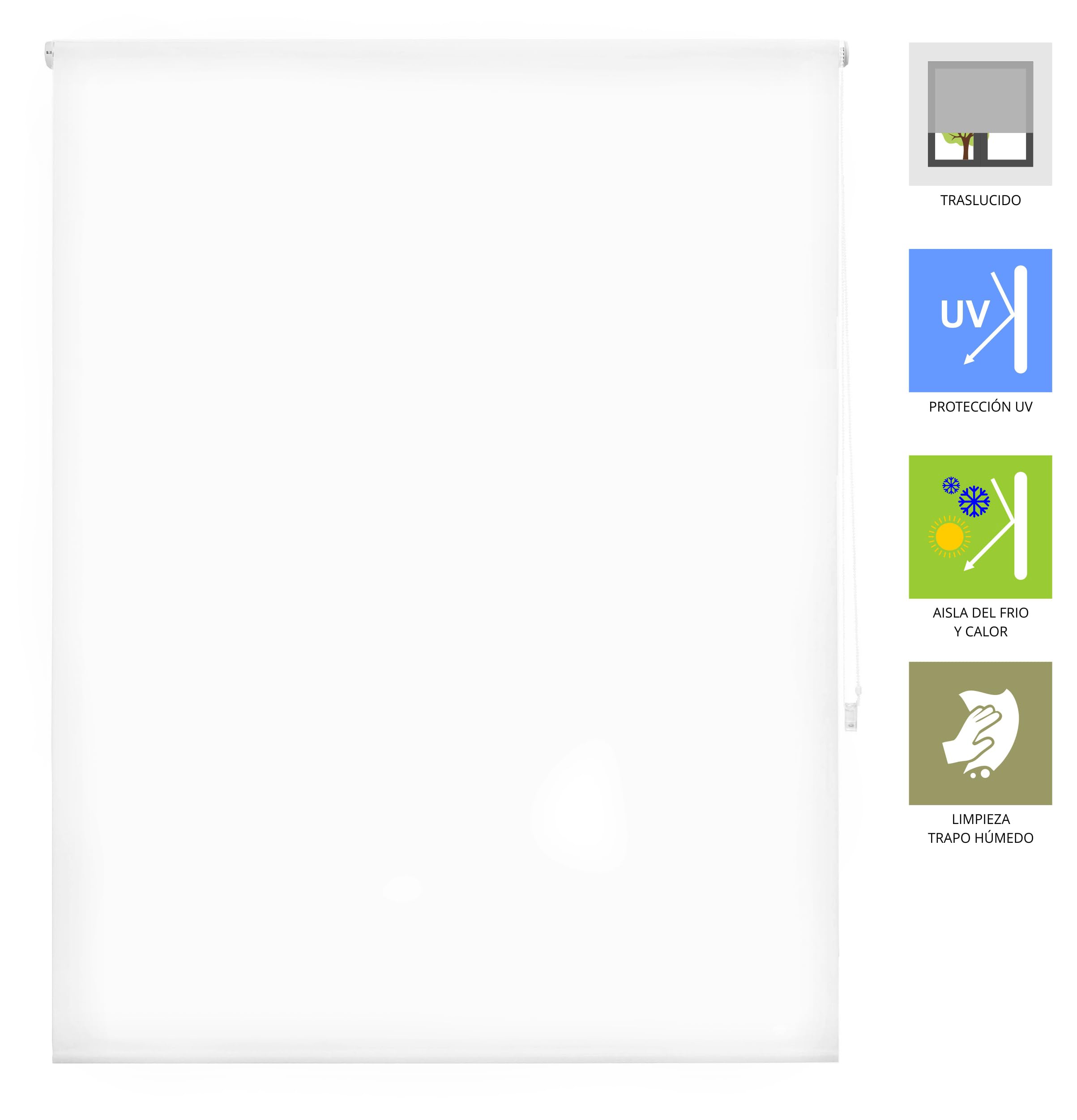 Store Enrouleur translucide uni de qualité supérieure de 120 x 175 cm - Store Enrouleur translucide Blanc - Store Enrouleur Premium fenêtres 117 x 170 cm