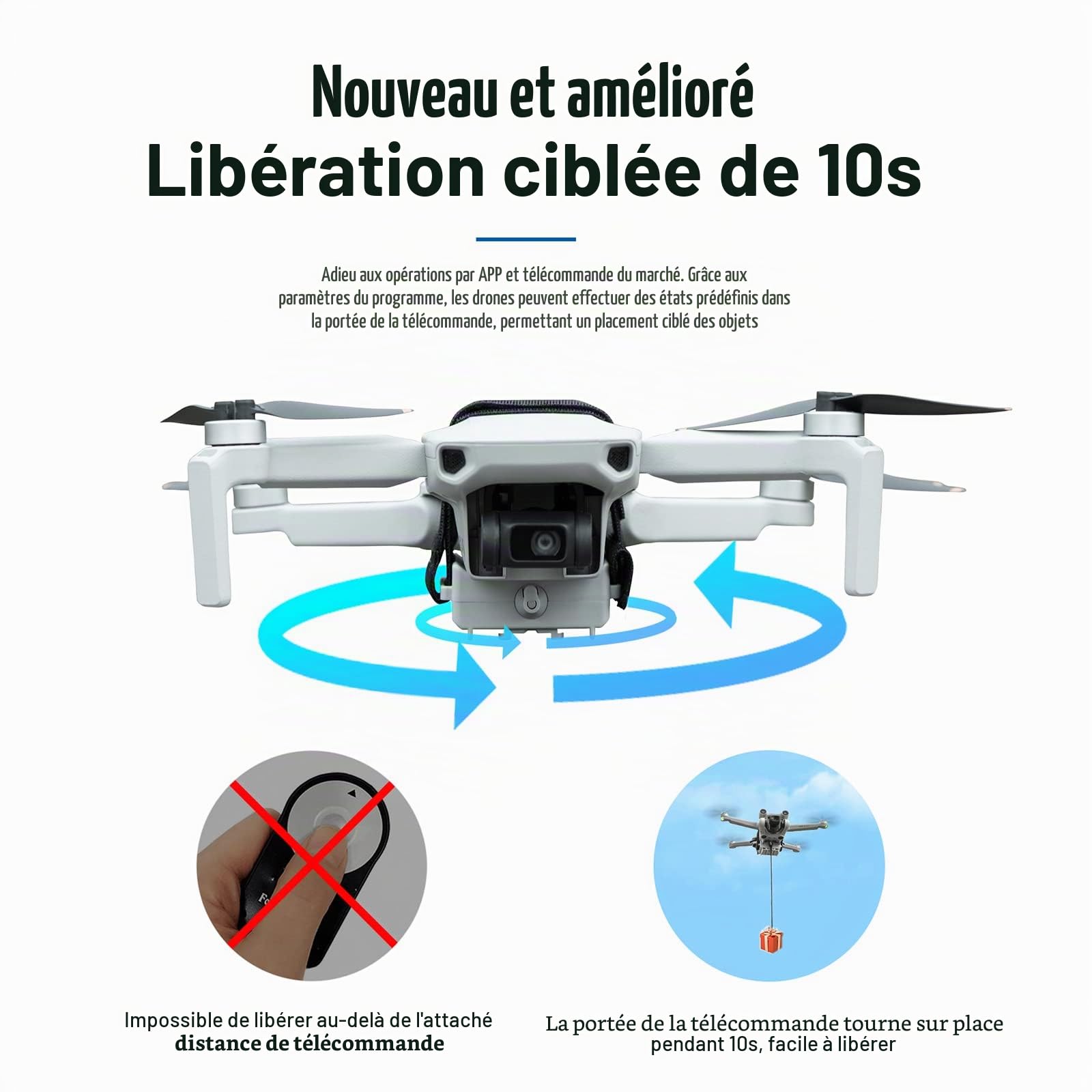 Système Airdrop Universel pour DJI Mini 4K / Mini 4 Pro / 3 Pro - Lanceur Drone