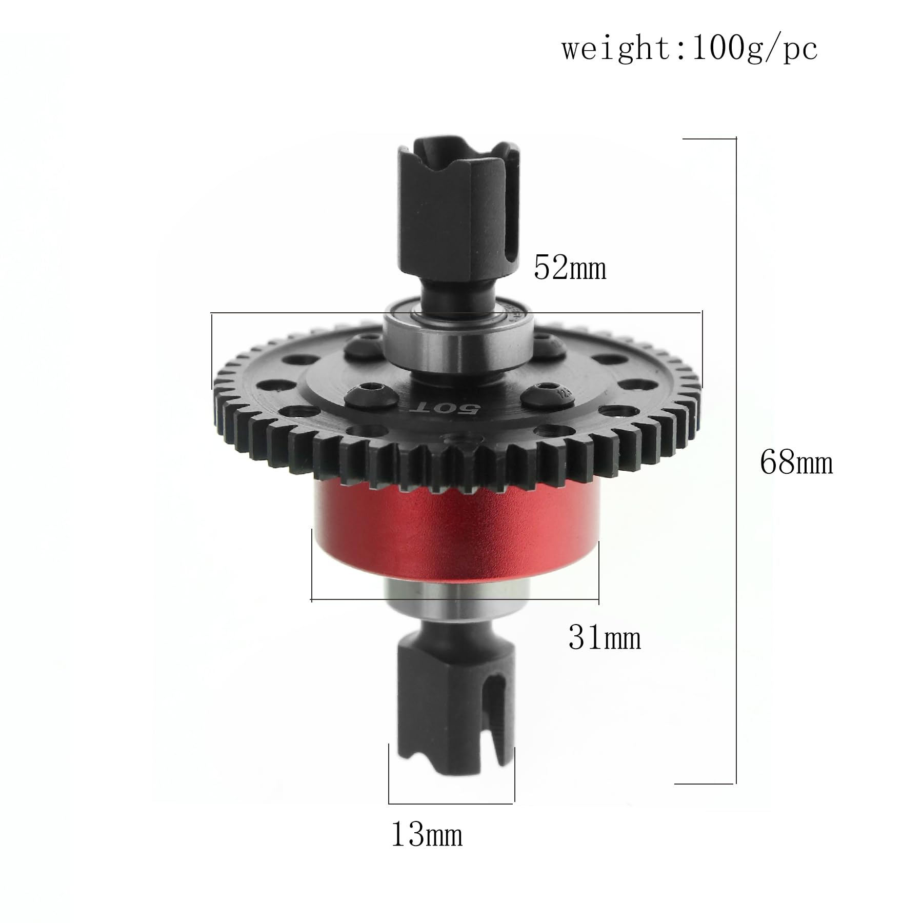 50T Center Differential Set for Arrma Kraton Outcast Typhon Infraction 6S, 45 Steel Diff Gear Diff Outdrive Alum Diff Case for Arrma Talion Felony Mojave 6S Upgrade Parts (Red)