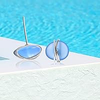 Vista 43 de Sea Glass Earrings S925 Sterling Silver Hypoallergenic Handmade Stud Post Earrings Beach Glass Fashion Handcraft Jewelry earrings stud earrings from