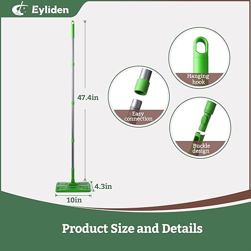 Miniatura 6 de Eyliden Trapeadores para limpieza de suelos, fregona con 24 repuestos, almohadillas húmedas desechables para limpiador de suelos multisuperficie,
