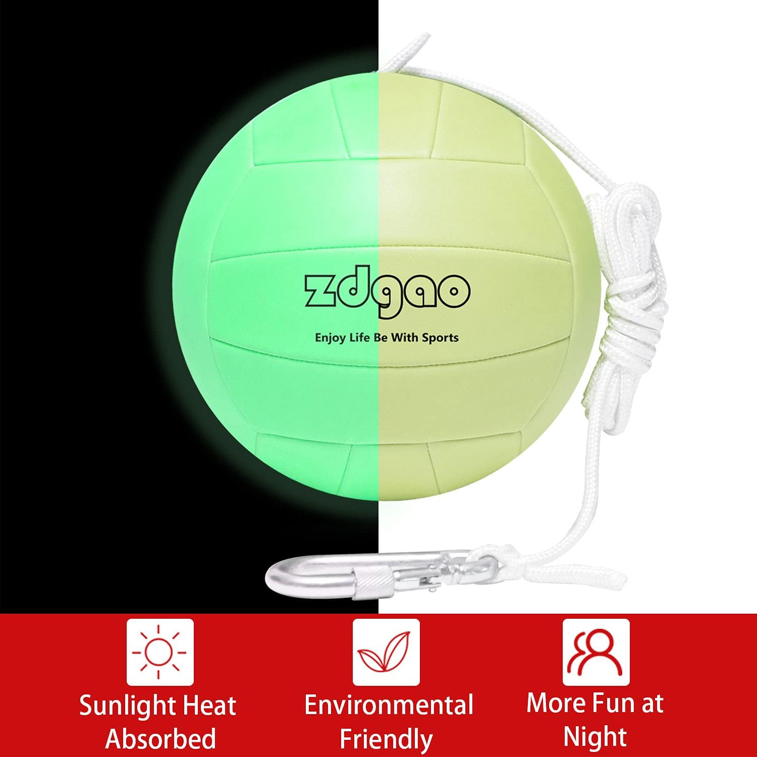 YDDS Tether Balls and Rope Set, Glow in Dark, Come with Carabiner, Ball Pump with Needle, and Extra Rope for Replacement : Sports & Outdoors