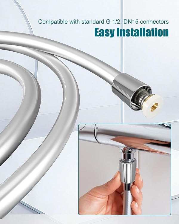 28276003 Shower Hose Compatible with Hans-grohe Handheld 1-Inch Modern Coordinating Chrome, 63 Inch Shower Head Hose Replacement by MQLPXI - Image 6