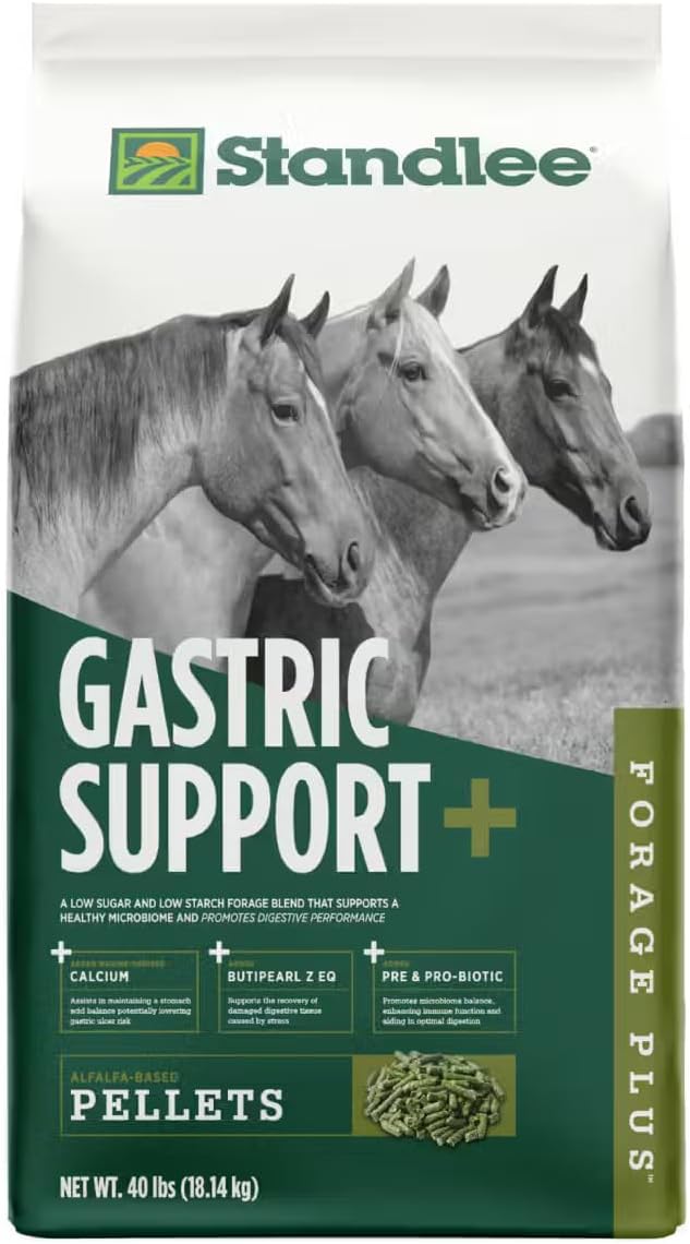 Standlee Gastric Support+ for Horses, Pellets, Digestive Supplement for Horses, 40 lbs