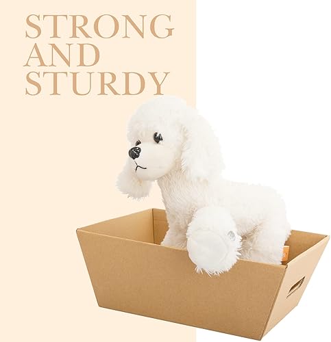 Miniatura 7 de 20 cestas de 10 x 8 pulgadas para regalos de Navidad, canastas vacías de cartón kraft con asa, cesta de regalo para Navidad, vacaciones,